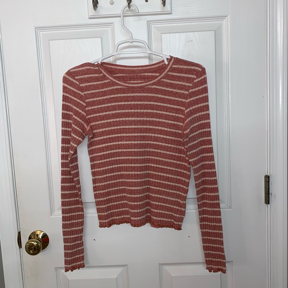 pink and white striped long sleeve